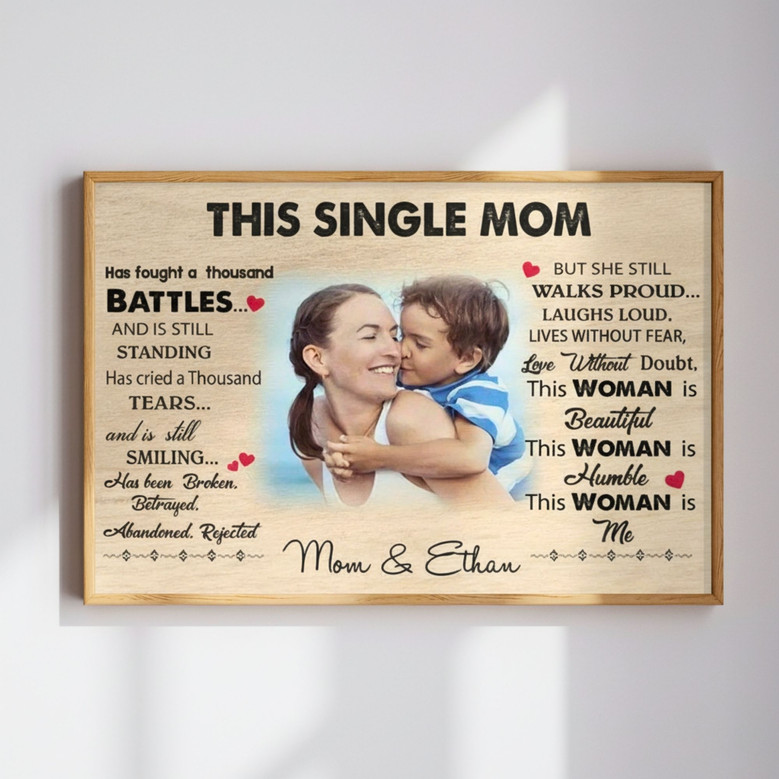 Single Mom's Strength - Personalized Canvas Art from Son