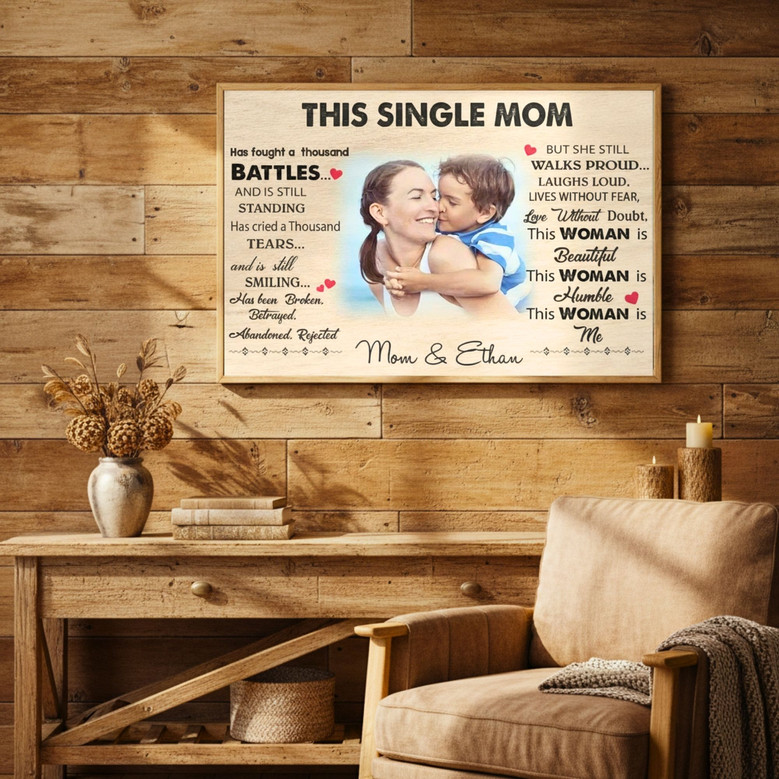 Single Mom's Strength - Personalized Canvas Art from Son