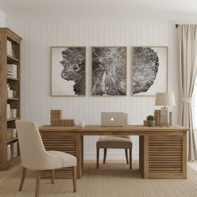 Personalized Tree Ring Canvas Set Of 3 - Modern Neutral Wall Art For Living Room