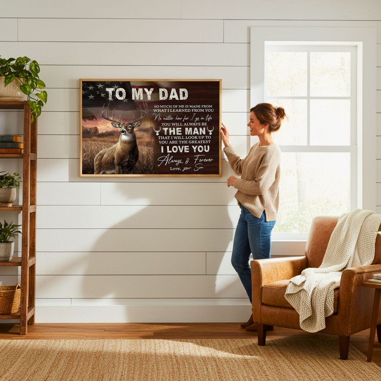 Dad's Deer Hunting Tribute Canvas - A Daughter's Forever Memory