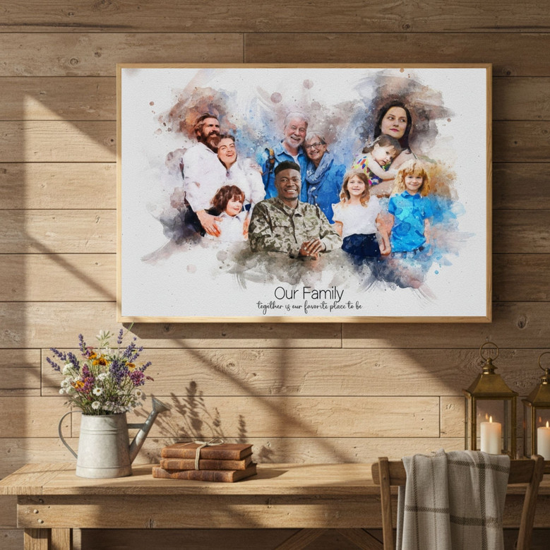 Memorial Family Portrait Canvas - In Loving Memory Gift for Parents