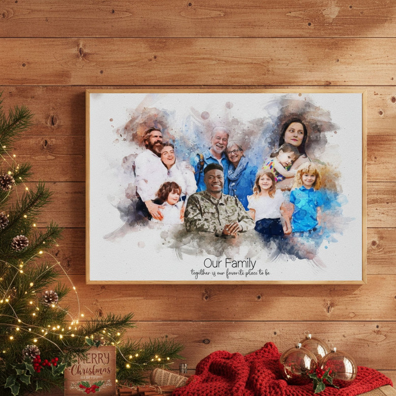 Memorial Family Portrait Canvas - In Loving Memory Gift for Parents