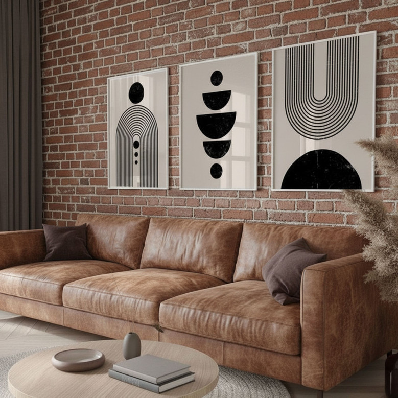 Mid-Century Boho Canvas Art Set for Stylish Living Room Decor Mid-Century Boho Canvas Art Set for Stylish Living Room Decor