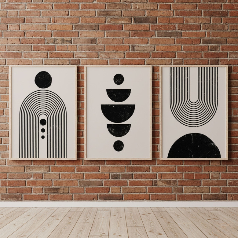 Mid-Century Boho Canvas Art Set for Stylish Living Room Decor Mid-Century Boho Canvas Art Set for Stylish Living Room Decor