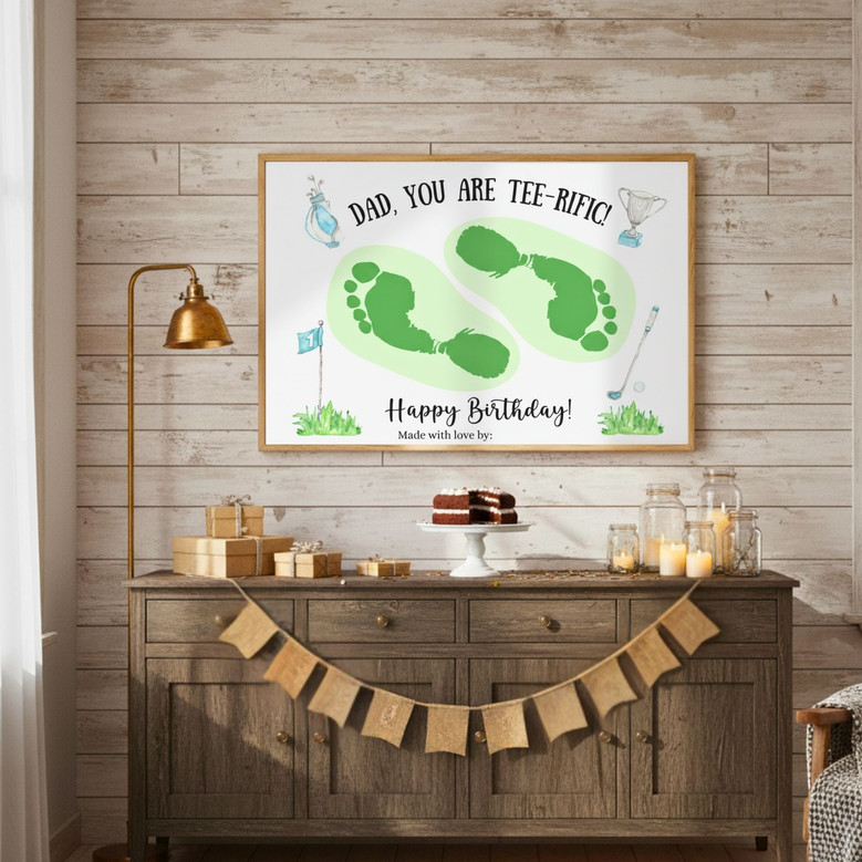 Touching Dad Golf Canvas Art Gift From Kids For Father's Birthday Keepsake