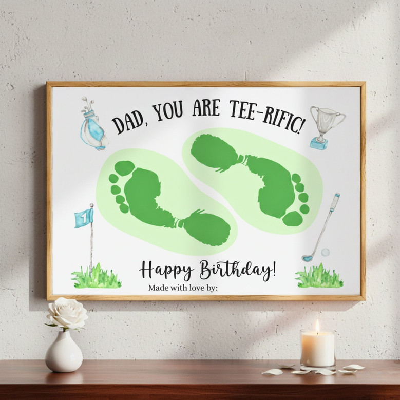 Touching Dad Golf Canvas Art Gift From Kids For Father's Birthday Keepsake