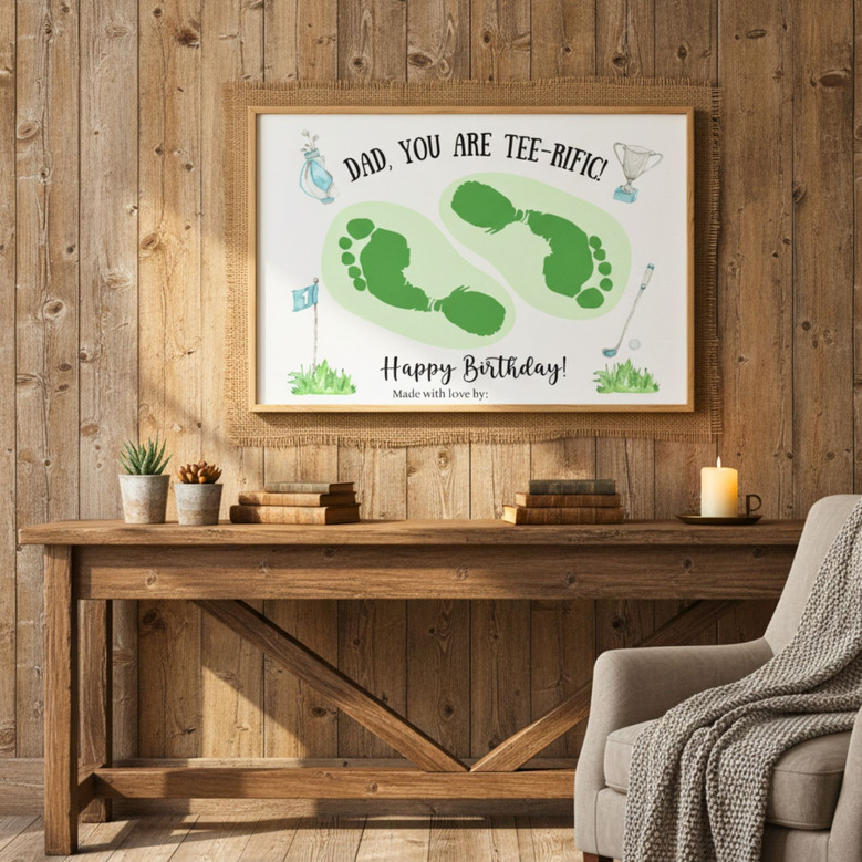 Touching Dad Golf Canvas Art Gift From Kids For Father's Birthday Keepsake