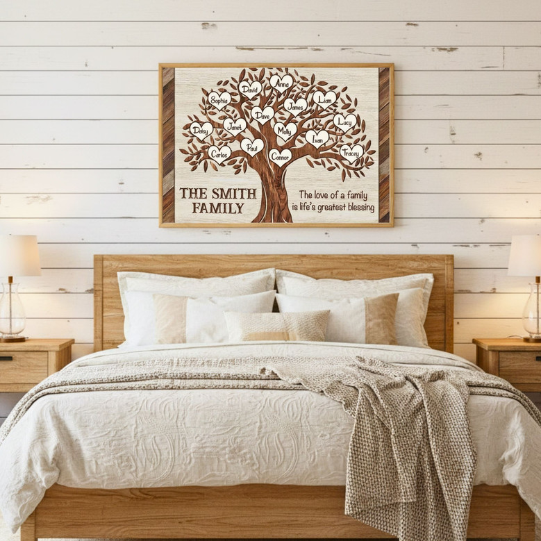 Personalized Family Name Tree - Reunion & Anniversary Canvas Gift