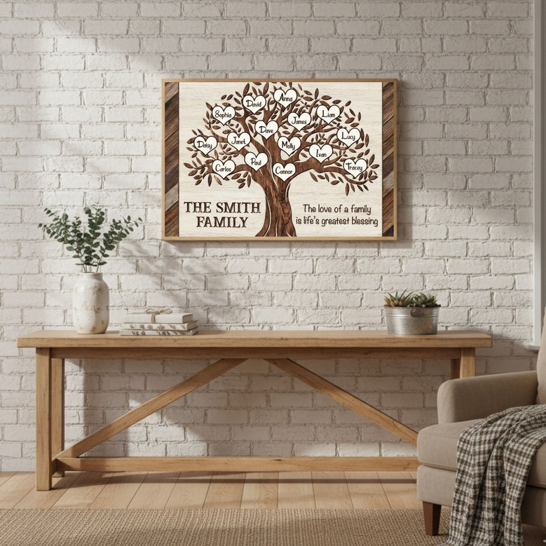 Personalized Family Name Tree - Reunion & Anniversary Canvas Gift
