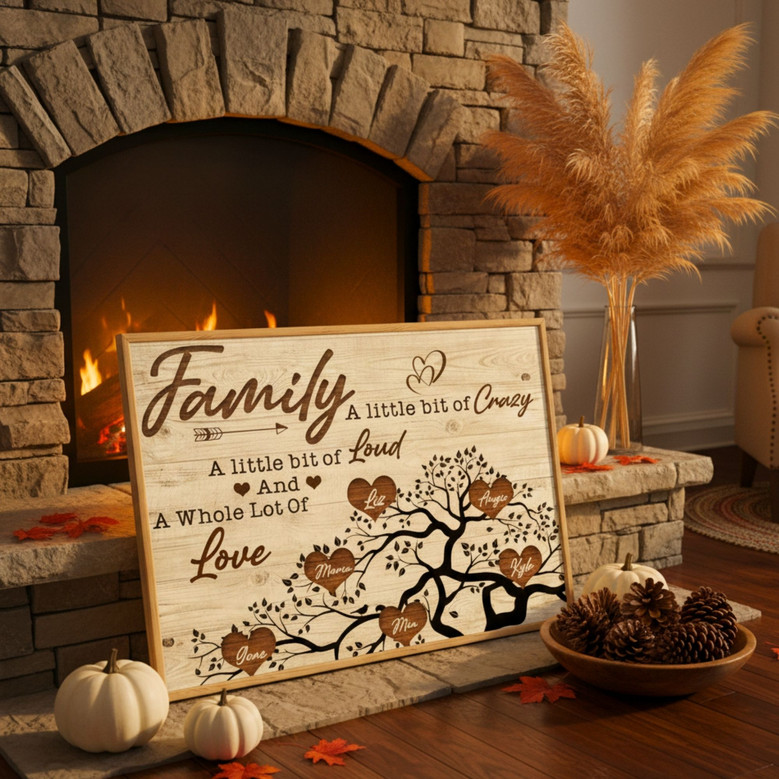 Personalized Family Tree Canvas For Home Decor - Family Names Art