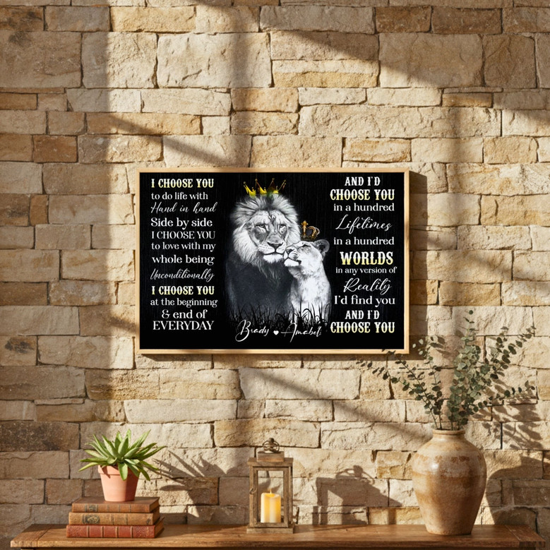 Personalized Lion Dad Canvas - Strength, Wisdom, and Love Art Gift