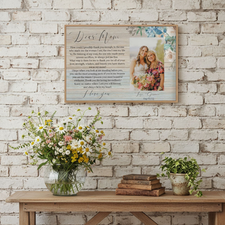 Personalized Mother Daughter Wedding Gift Canvas for Mom