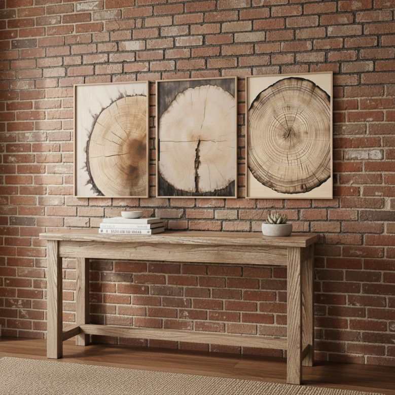 Rustic Tree Ring Canvas Art - Vintage Wood Design For Living Room Decor