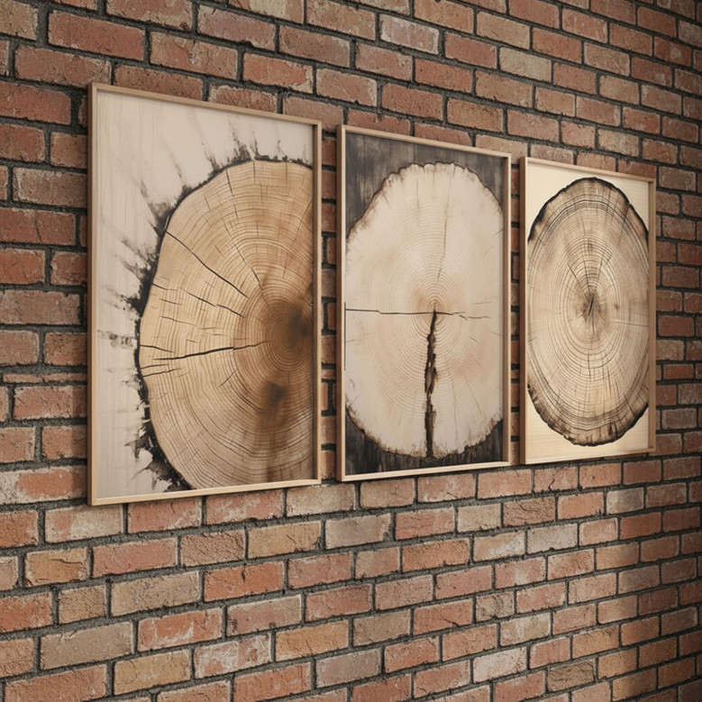 Rustic Tree Ring Canvas Art - Vintage Wood Design For Living Room Decor