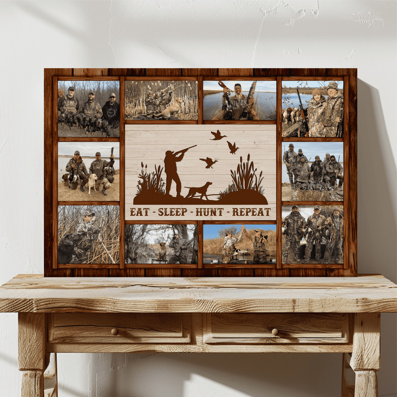 Personalized Duck Hunting Photo Collage Canvas Gift for Hunters
