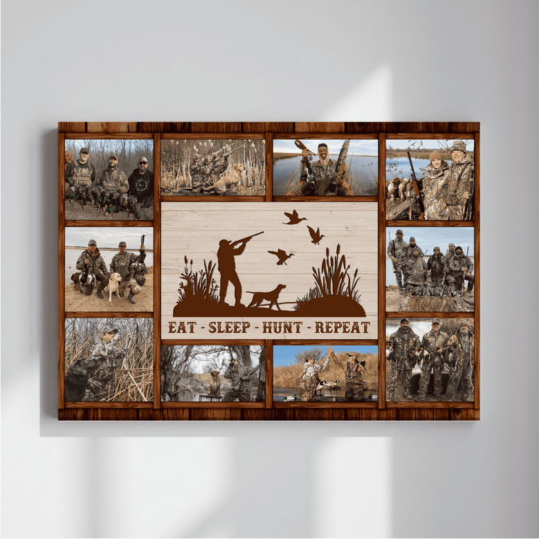 Personalized Duck Hunting Photo Collage Canvas Gift for Hunters