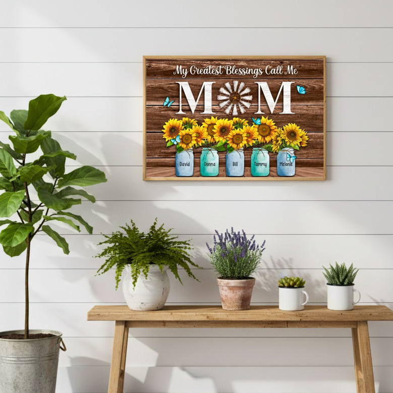 Blessings Call Me Mom - Personalized Motherhood Canvas Gift Blessings Call Me Mom - Personalized Motherhood Canvas Gift