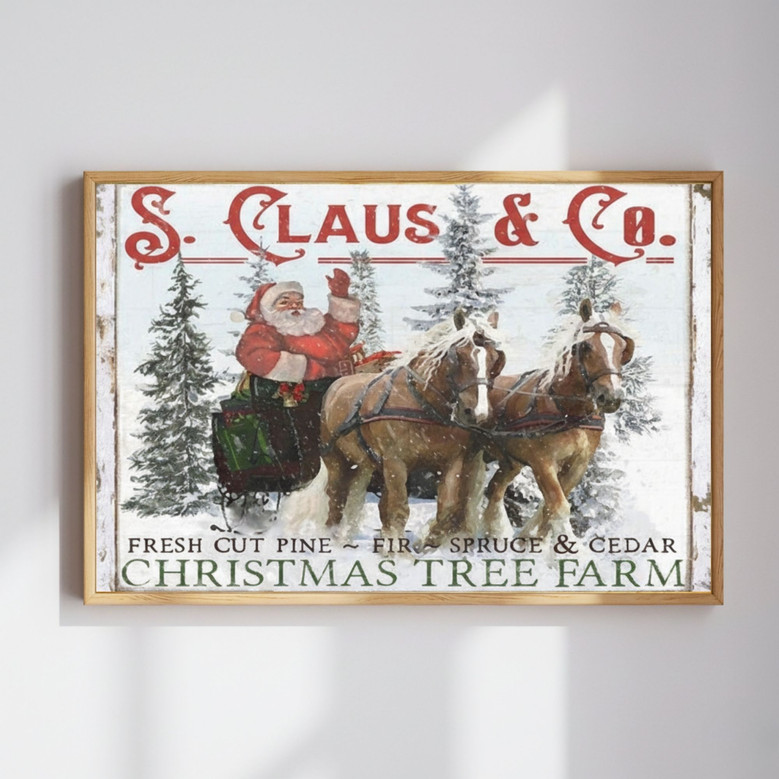 Cozy Christmas Tree Farm Canvas - Vintage Holiday Santa Gifts