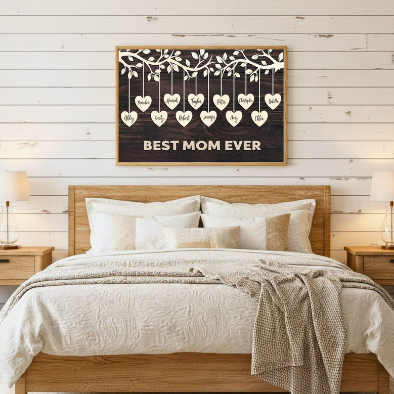 Custom Family Tree Canvas Gift for Mom - Personalized Names