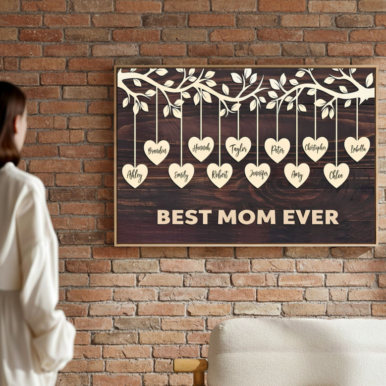 Custom Family Tree Canvas Gift for Mom - Personalized Names