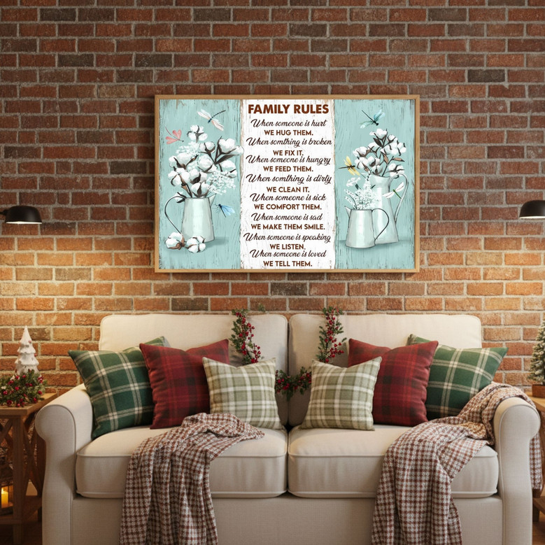 Dragonfly-Themed Family Rules Canvas - Inspirational Home Decor Art Dragonfly-Themed Family Rules Canvas - Inspirational Home Decor Art