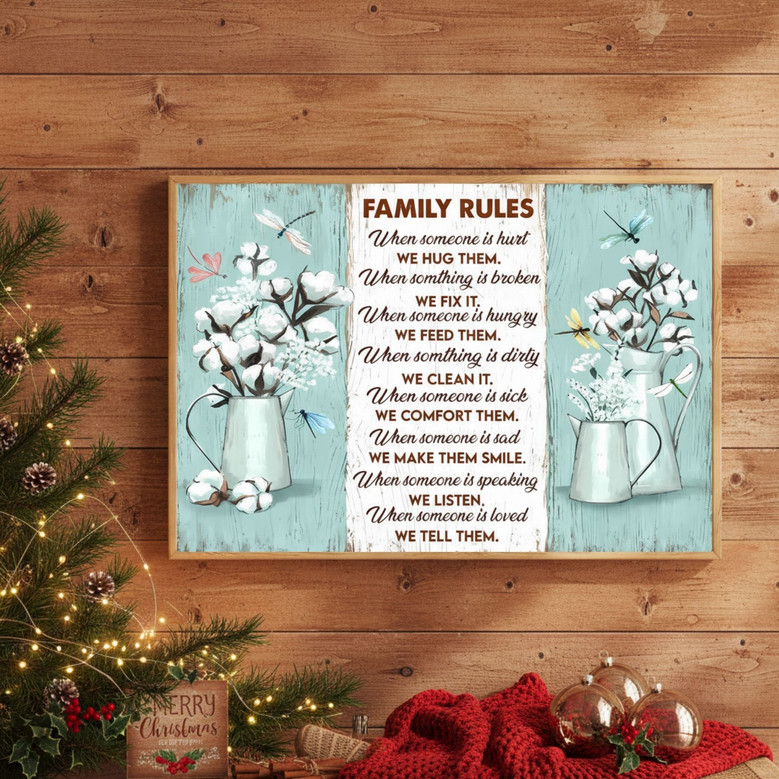 Dragonfly-Themed Family Rules Canvas - Inspirational Home Decor Art Dragonfly-Themed Family Rules Canvas - Inspirational Home Decor Art