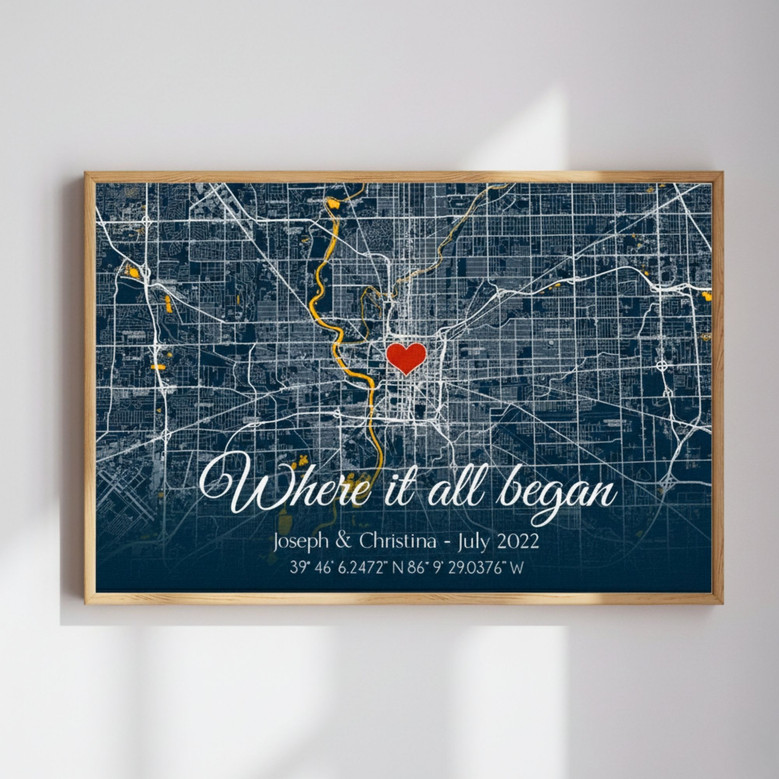 Our First Date Canvas Map - Heartfelt Anniversary Keepsake