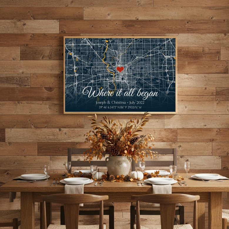 Our First Date Canvas Map - Heartfelt Anniversary Keepsake