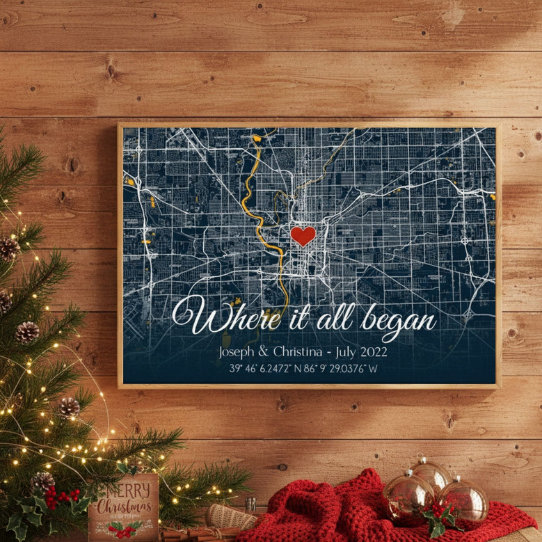 Our First Date Canvas Map - Heartfelt Anniversary Keepsake