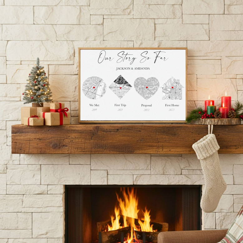 Milestone Map Canvas - Personalized Locations Keepsake for Him