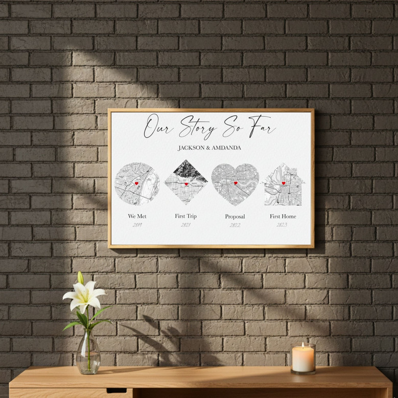 Milestone Map Canvas - Personalized Locations Keepsake for Him