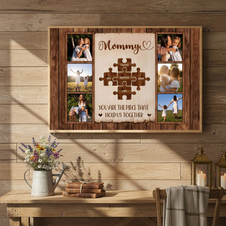 Mom You Are The Piece That Hold Us Together Custom Photo Canvas