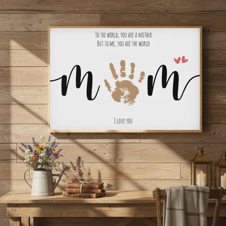 Mom's 1st Birthday/Mother's Day Keepsake - Handprint Love Canvas