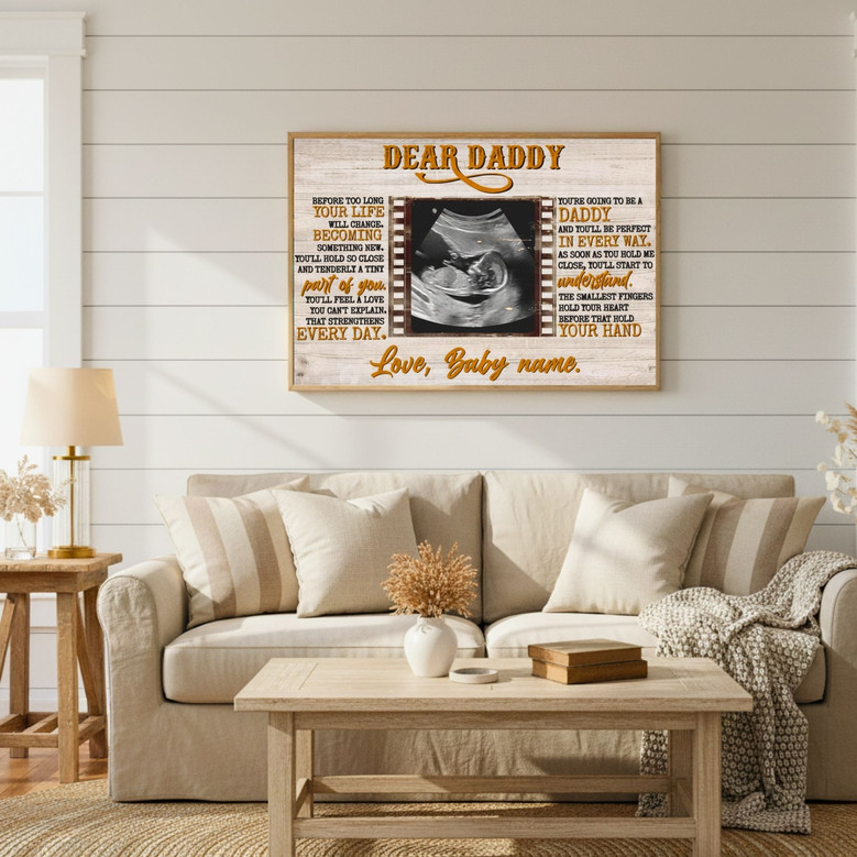 New Dad Gift - Personalized Ultrasound Canvas Wall Art with Photo