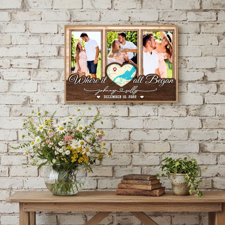Personalized Love Location Map Canvas - Newlywed Home Keepsake