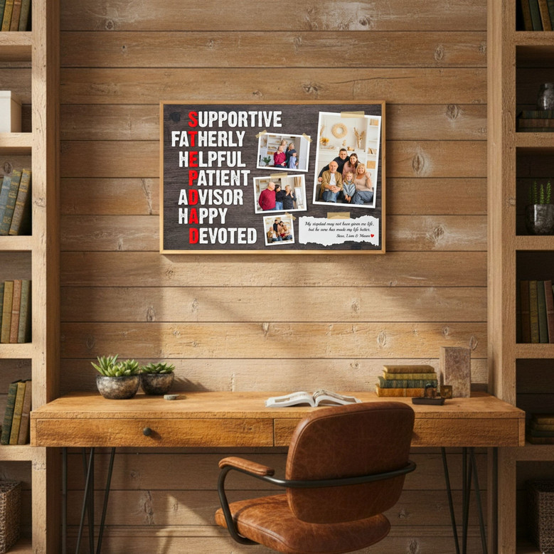 Step Dad Father's Day Canvas Gift Personalized Wall Decor