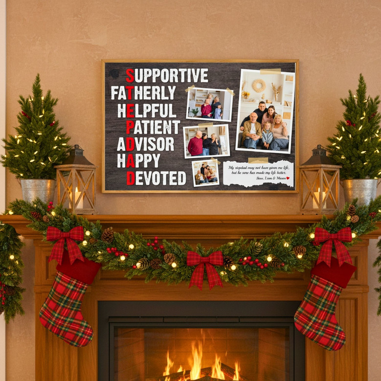 Step Dad Father's Day Canvas Gift Personalized Wall Decor