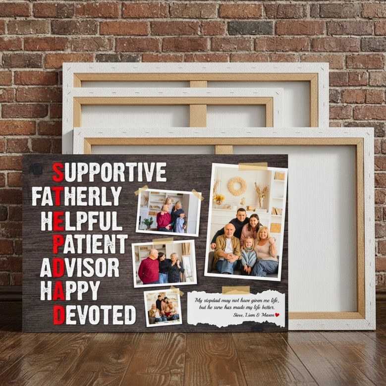 Step Dad Father's Day Canvas Gift Personalized Wall Decor