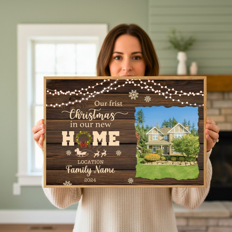 Our 1st Christmas at New Home - Custom Photo Canvas Wall Art Our 1st Christmas at New Home - Custom Photo Canvas Wall Art