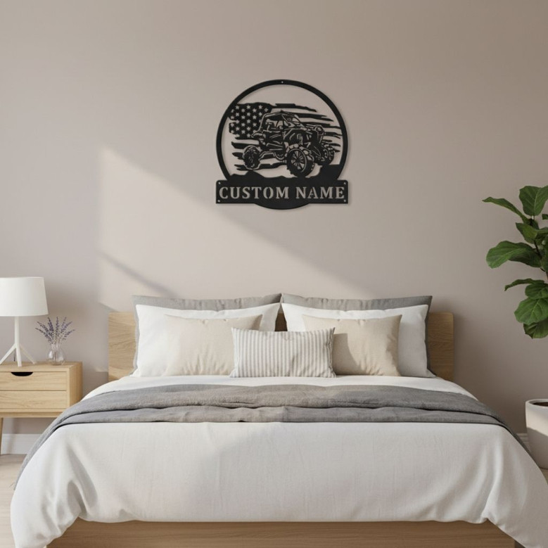 Personalized ATV Metal Art Sign For Dad - Rustic Decor With LED Lights For Man Cave Or Garage Wall Hanging