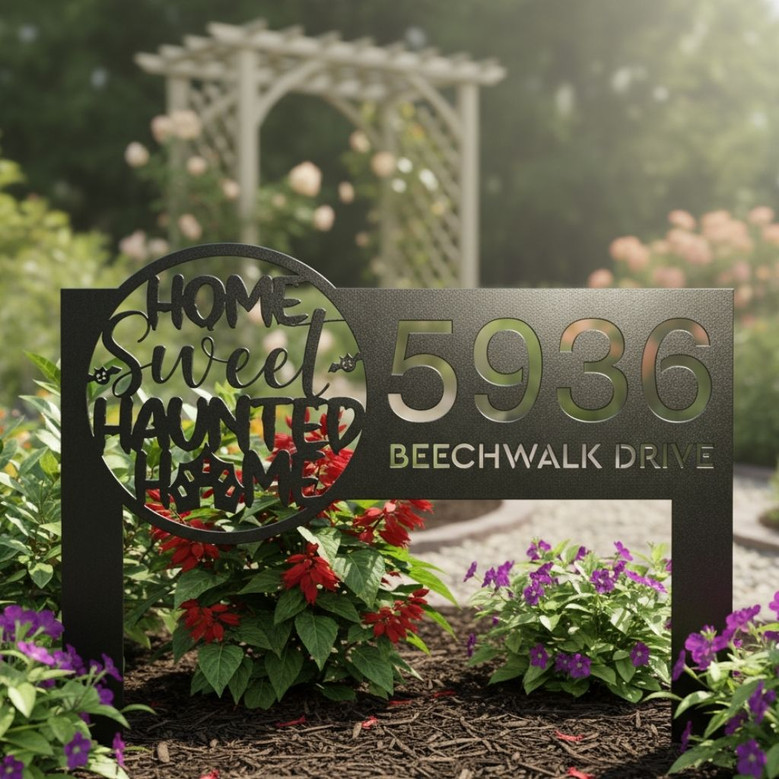 Haunted Halloween Address Metal Sign For Outdoor DéCor