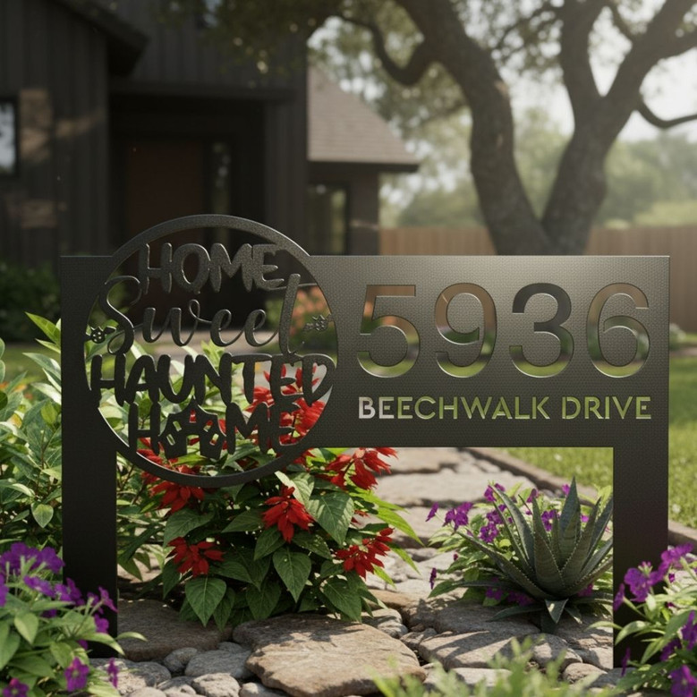 Haunted Halloween Address Metal Sign For Outdoor DéCor