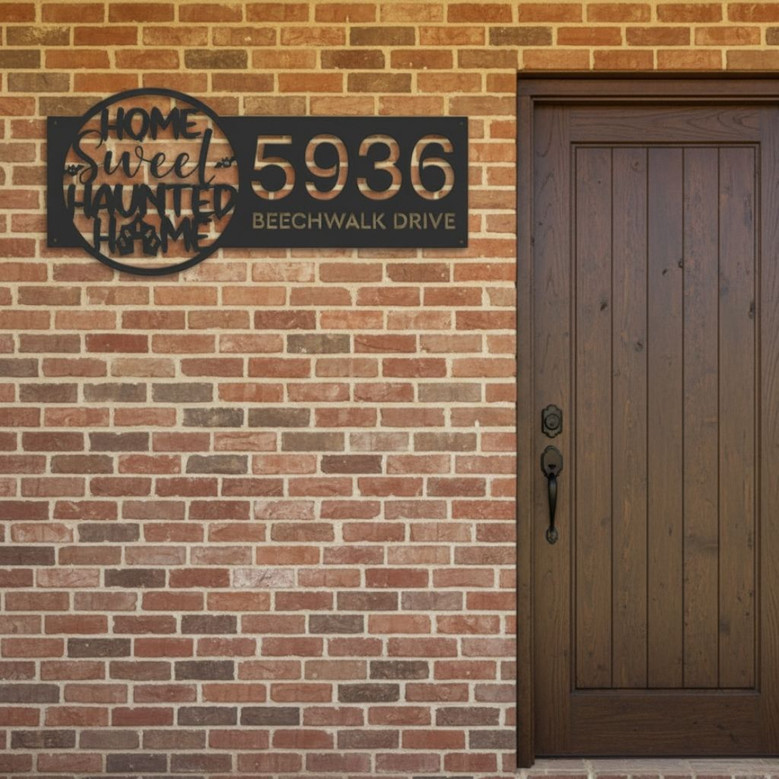 Haunted Halloween Address Metal Sign For Outdoor DéCor
