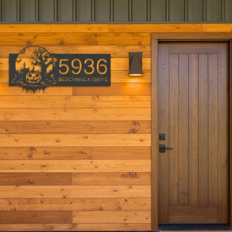 Custom Haunted Scene Halloween Address Metal Sign For Outdoor Yard