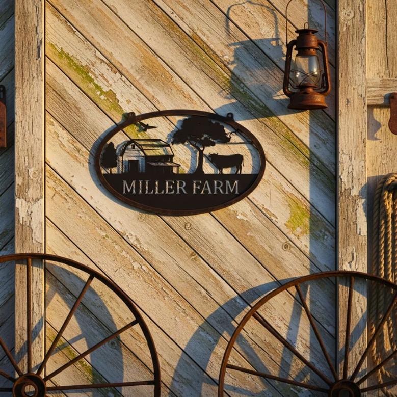 Custom Cow Name Metal Monogram Sign for Farmhouse Decoration Custom Cow Name Metal Monogram Sign for Farmhouse Decoration