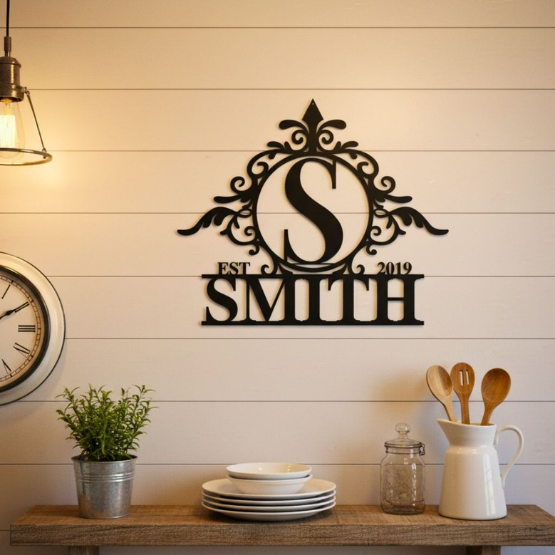 Customized Last Name Metal Sign For Housewarming - Family Door Monogram