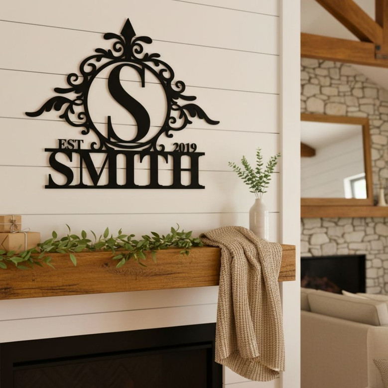 Customized Last Name Metal Sign For Housewarming - Family Door Monogram