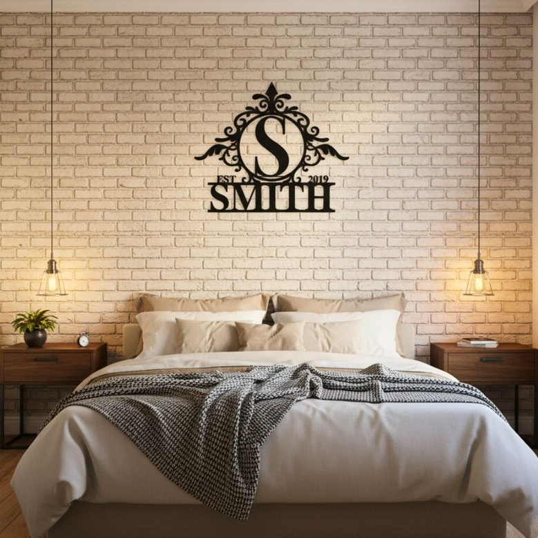 Customized Last Name Metal Sign For Housewarming - Family Door Monogram