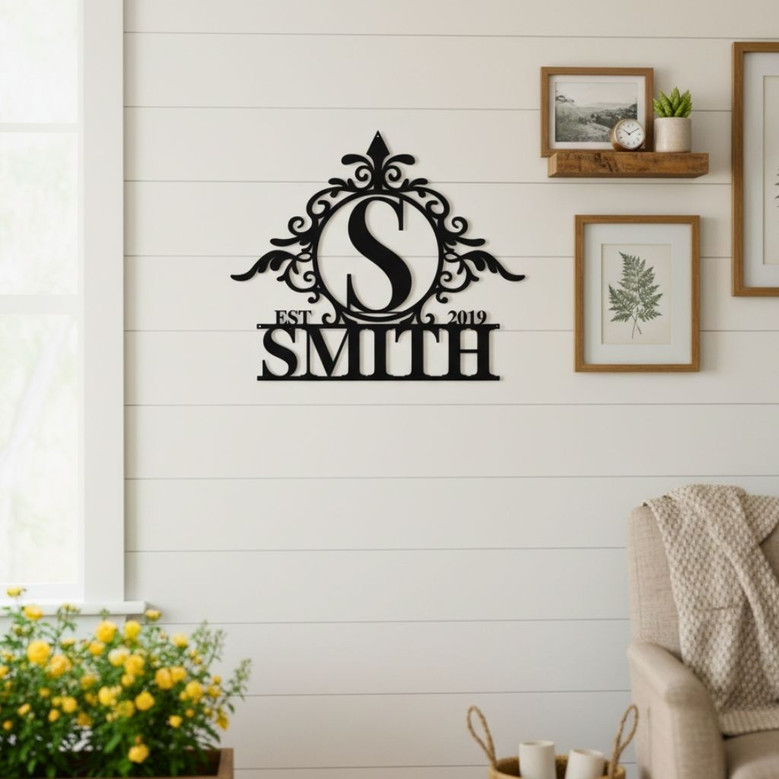 Customized Last Name Metal Sign For Housewarming - Family Door Monogram