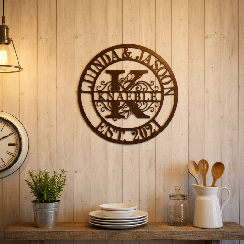 Personalized Family Name Metal Sign - Custom Monogram Decor Personalized Family Name Metal Sign - Custom Monogram Decor